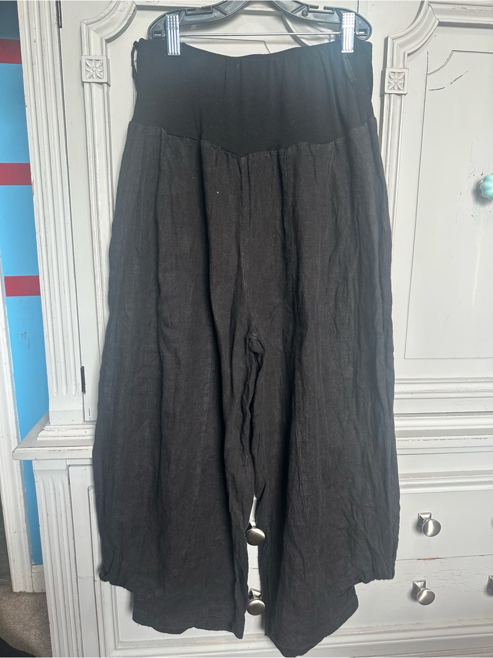 Meo Meli Black Wide-Leg Linen Blend Pants